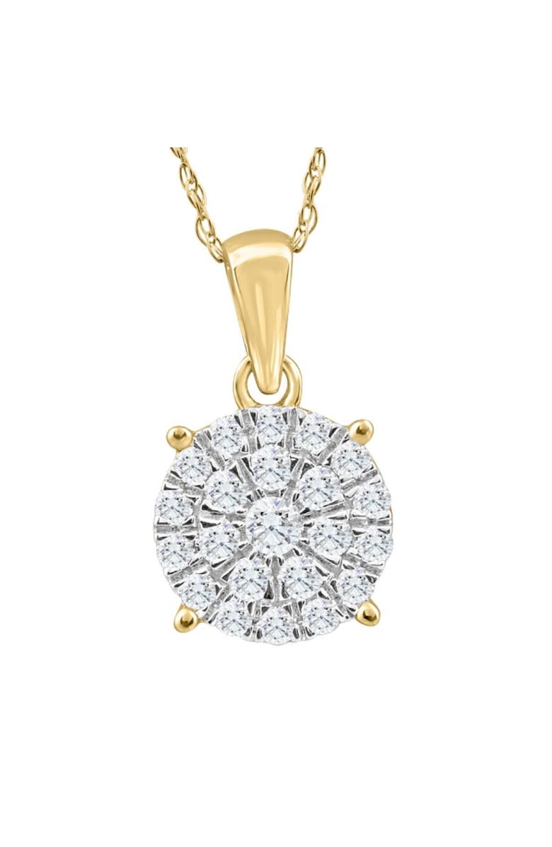 Bliss Diamond 3/8Ct TW Diamond Halo 9mm Round Pendant Gold Women's Necklace 18", Main, color, 10K Yellow Gold