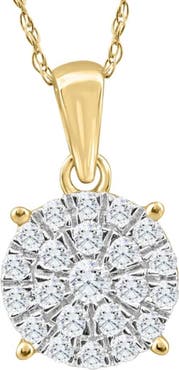 Bliss Diamond 3/8Ct TW Diamond Halo 9mm Round Pendant Gold Women's Necklace 18"