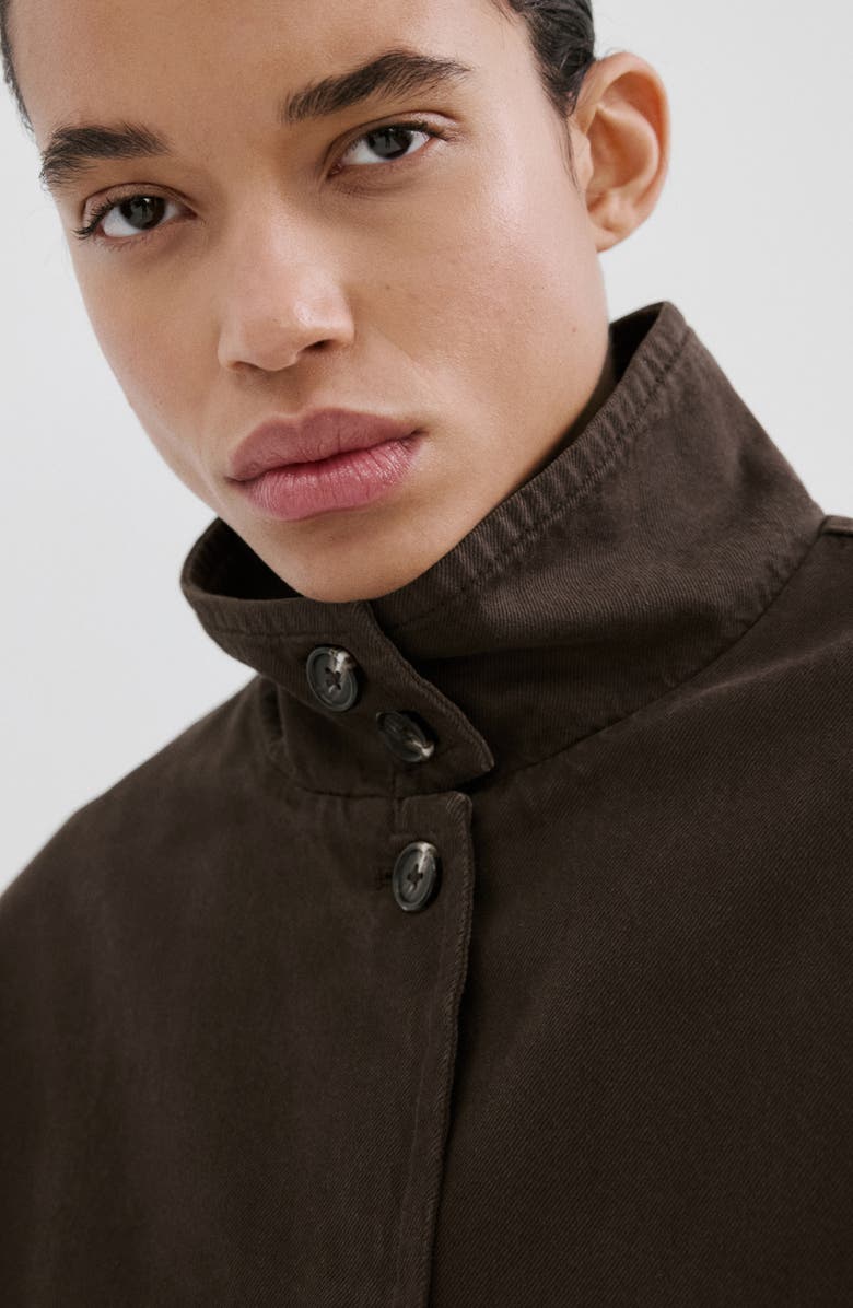 MANGO Eugenie Cotton Twill Jacket, Alternate, color, Chocolate