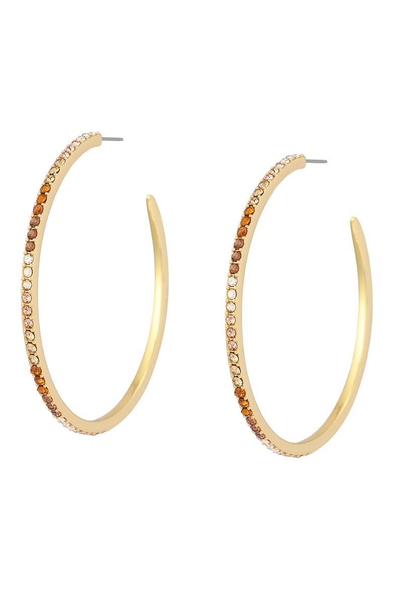 Pavé Large Hoop Earrings, Alternate, color, GOLD/ NEUTRAL