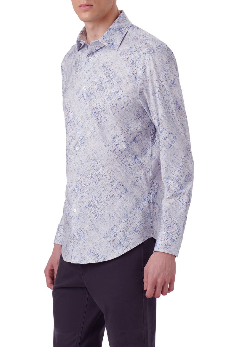 James OoohCotton® Watercolor Print Stretch Cotton Button-Up Shirt, Alternate, color, AIR BLUE