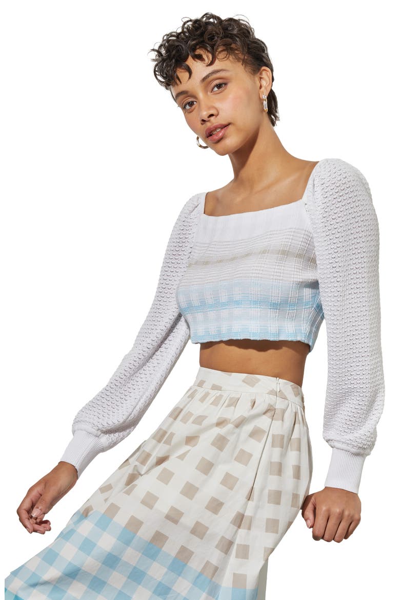 Square Neck Crop Sweater, Alternate, color, D BLUE/ HZ/ LM/ W