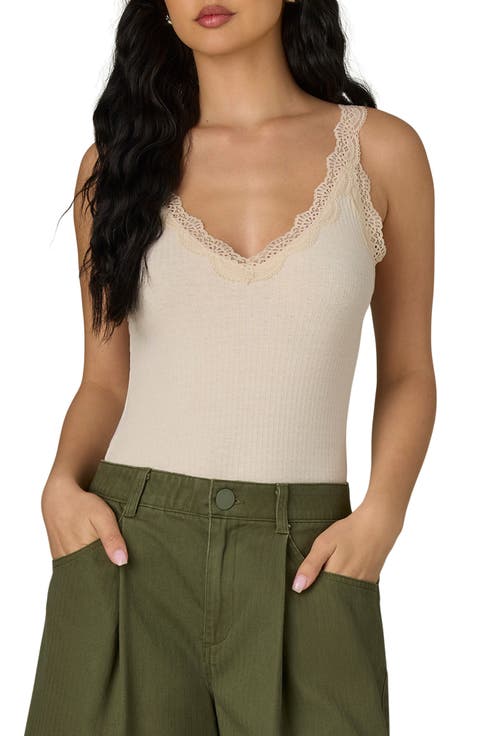 Lace Trim Rib Camisole