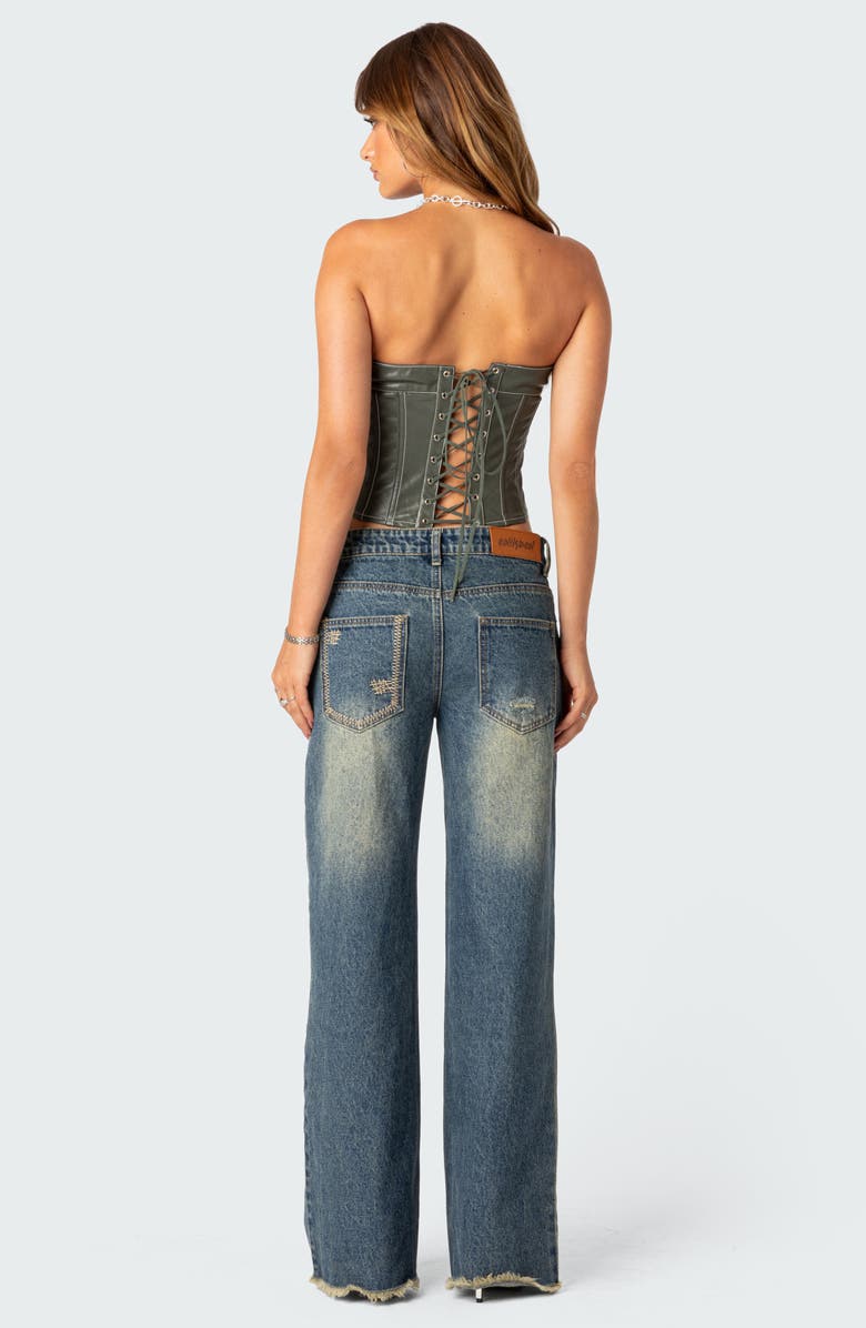 EDIKTED Moss Corset Top, Alternate, color, Olive