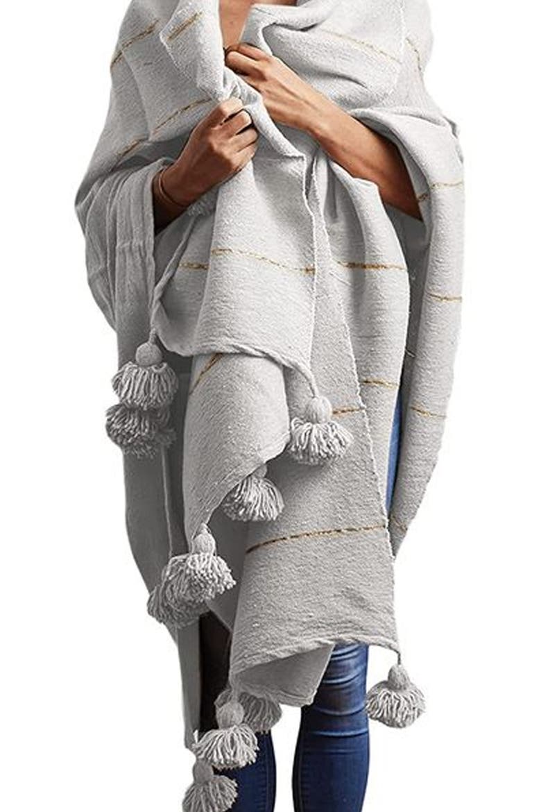 Moroccan Cotton Blanket, Main, color, Off White