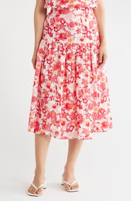 Caslon® Cotton Gauze Tiered Midi Skirt