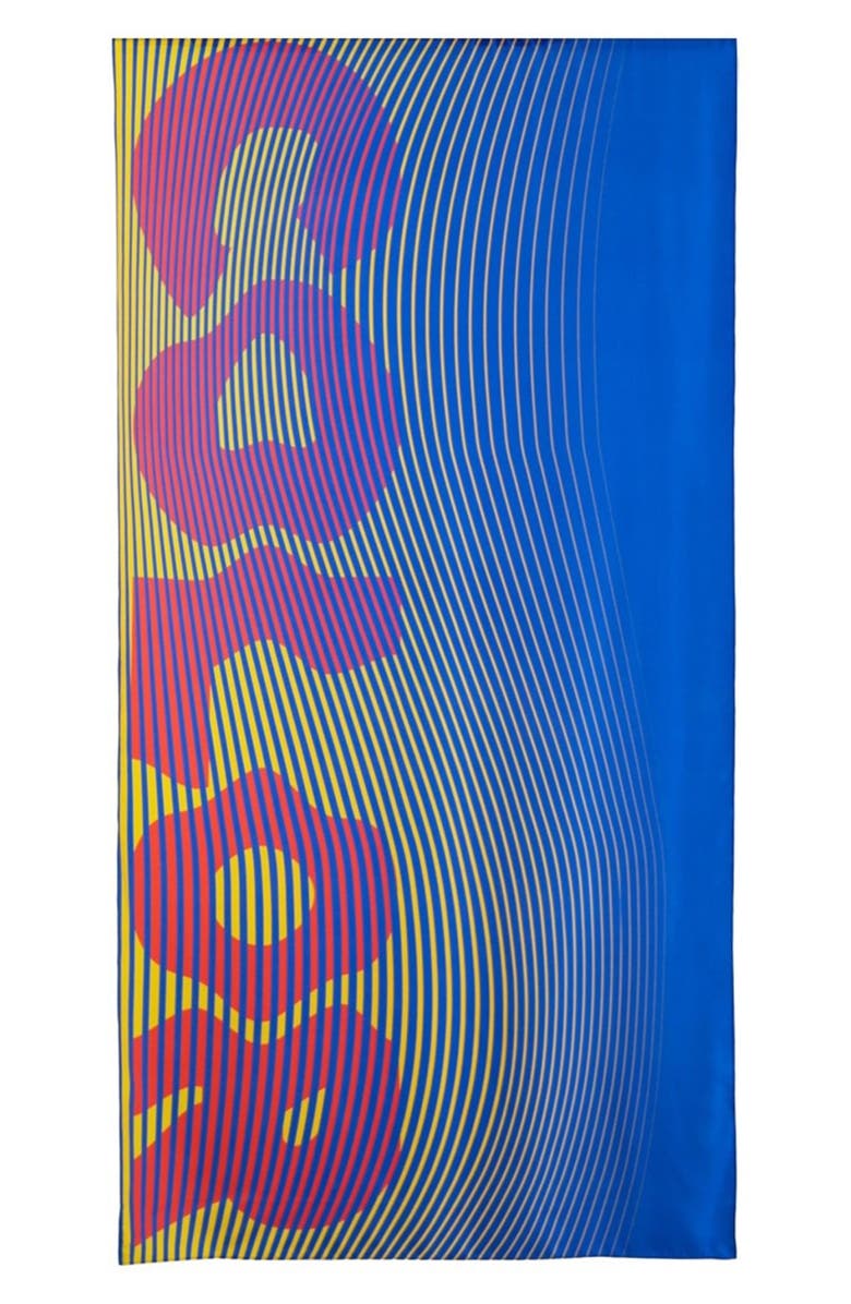 Lack of Color Color Print Long Scarf, Alternate, color, Silk Blue