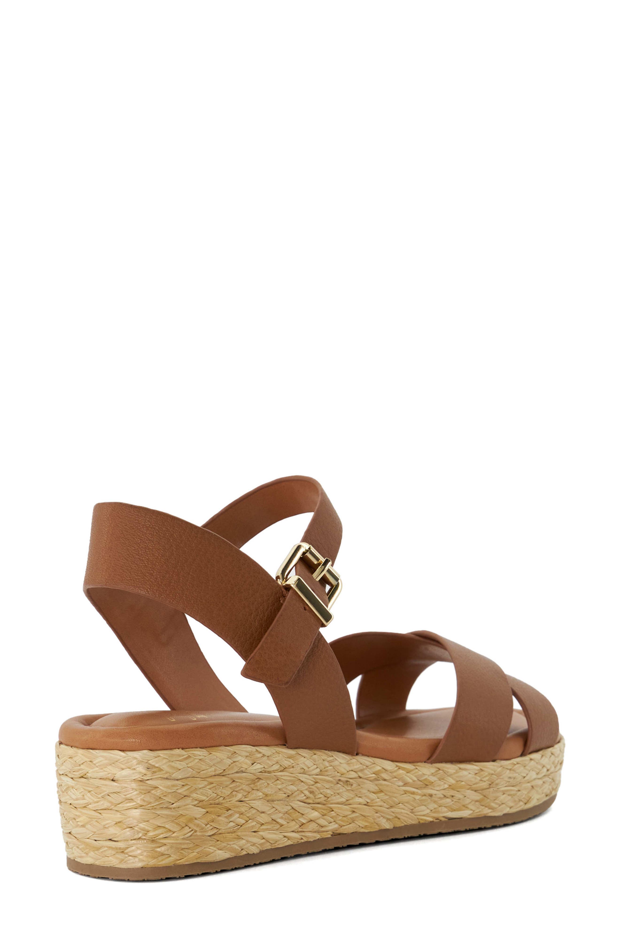 Dune London Linnie Platform Wedge Sandal, Alternate, color, Dark Tan