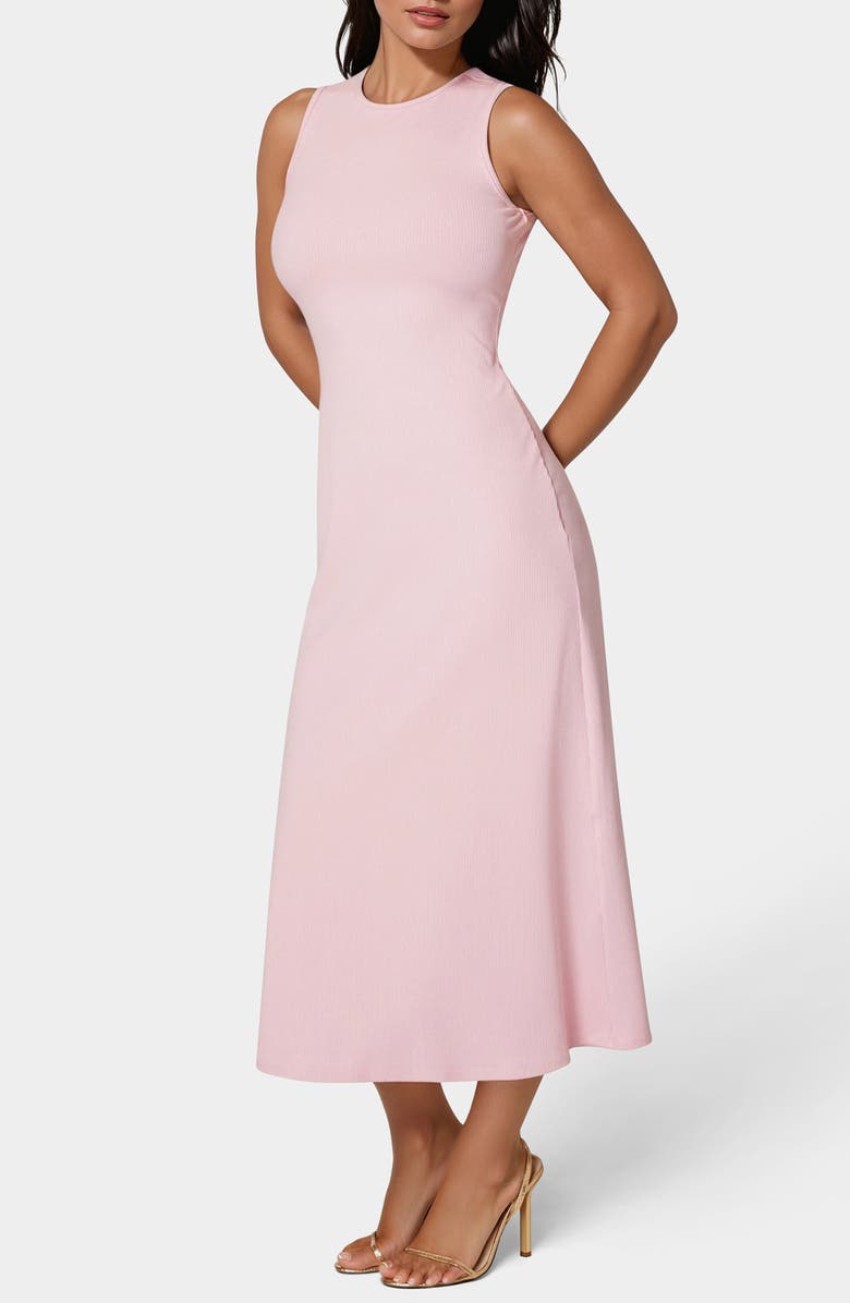 bebe Ribbed A-Line Maxi Tank Dress, Alternate, color, Pink