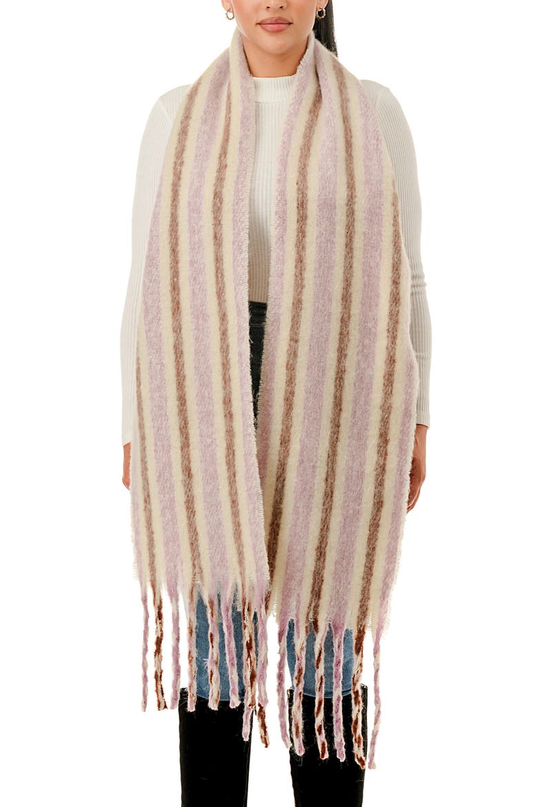 Stripe Woven Fringe Scarf, Alternate, color, LAVENDER