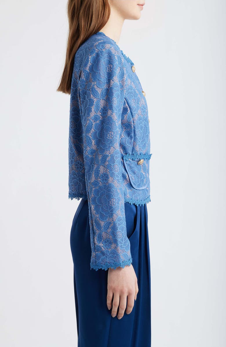 Tahari ASL Bonded Lace Jacket, Alternate, color, Blue Petal