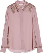 Jason Wu Collection Lace Trim Georgette Button-Up Shirt