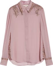 Jason Wu Collection Lace Trim Georgette Button-Up Shirt