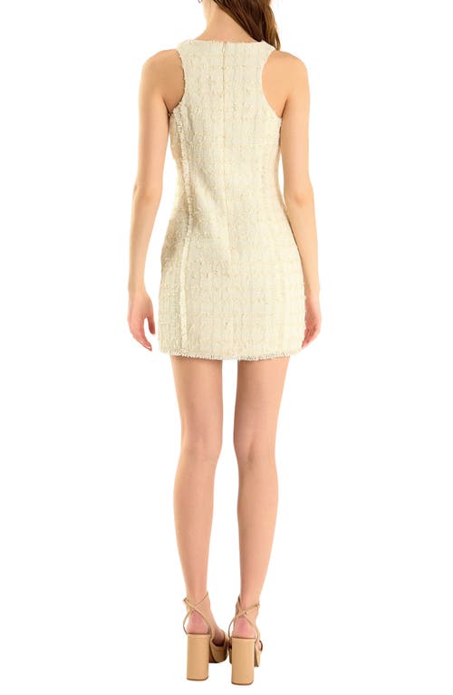 Endless Rose Fringe Tweed Minidress In Ivory