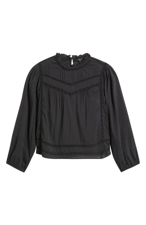 Rails Reyna Lace Inset Cotton Peasant Top In Black