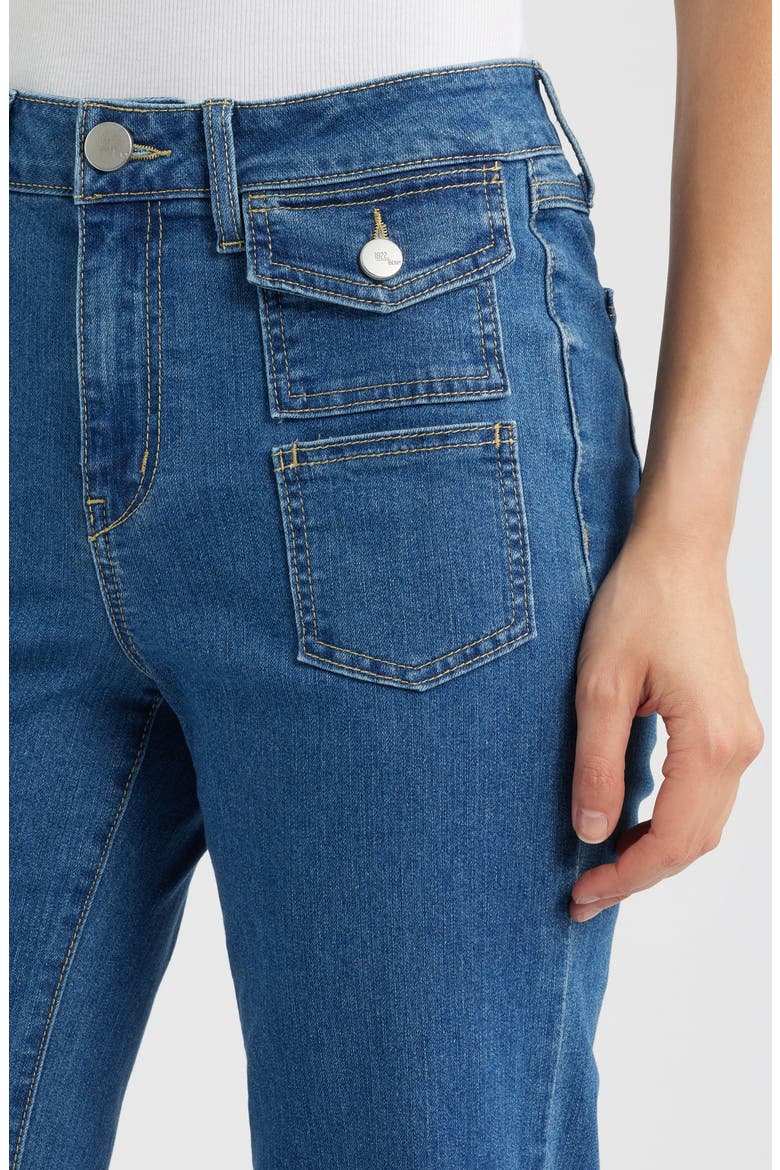 Belle Patch Pocket Relaxed Flare Jeans, Alternate, color, IMAN