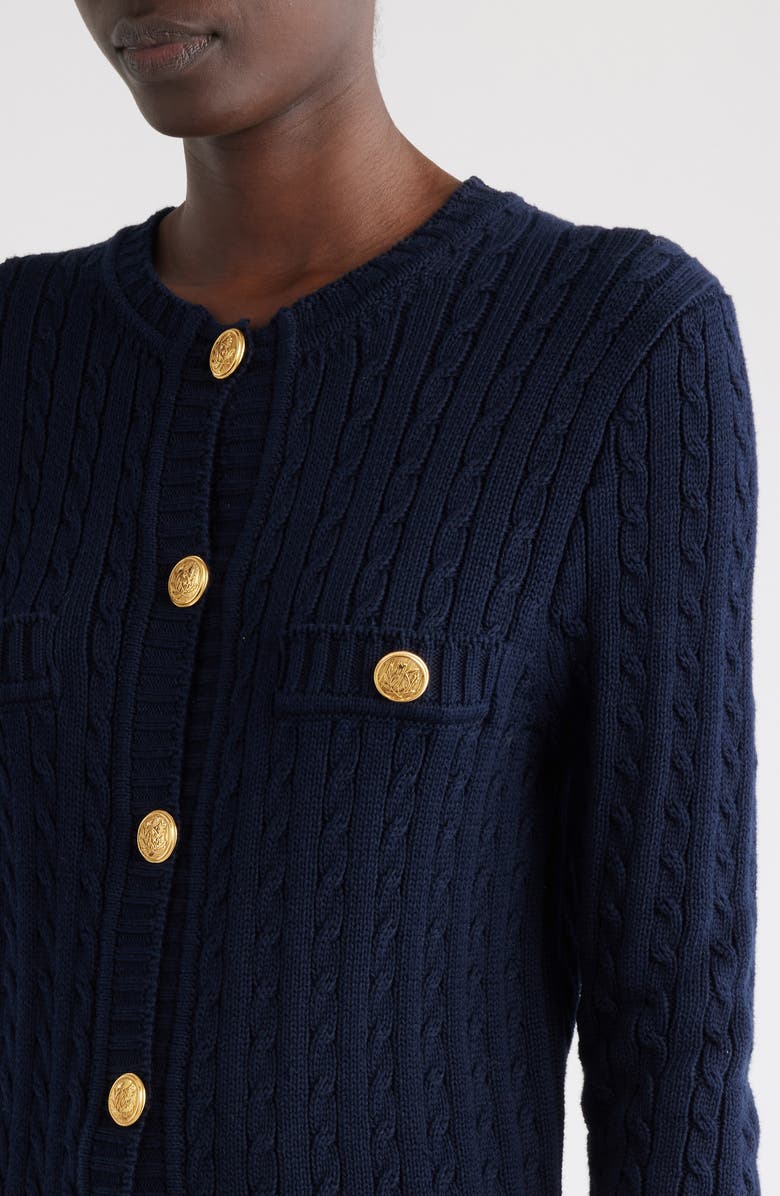 Chloé Cotton Cable Knit Cardigan, Alternate, color, 