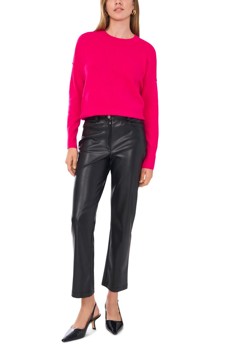 Exposed Seam Crewneck Sweater, Alternate, color, ELECTRIC PINK
