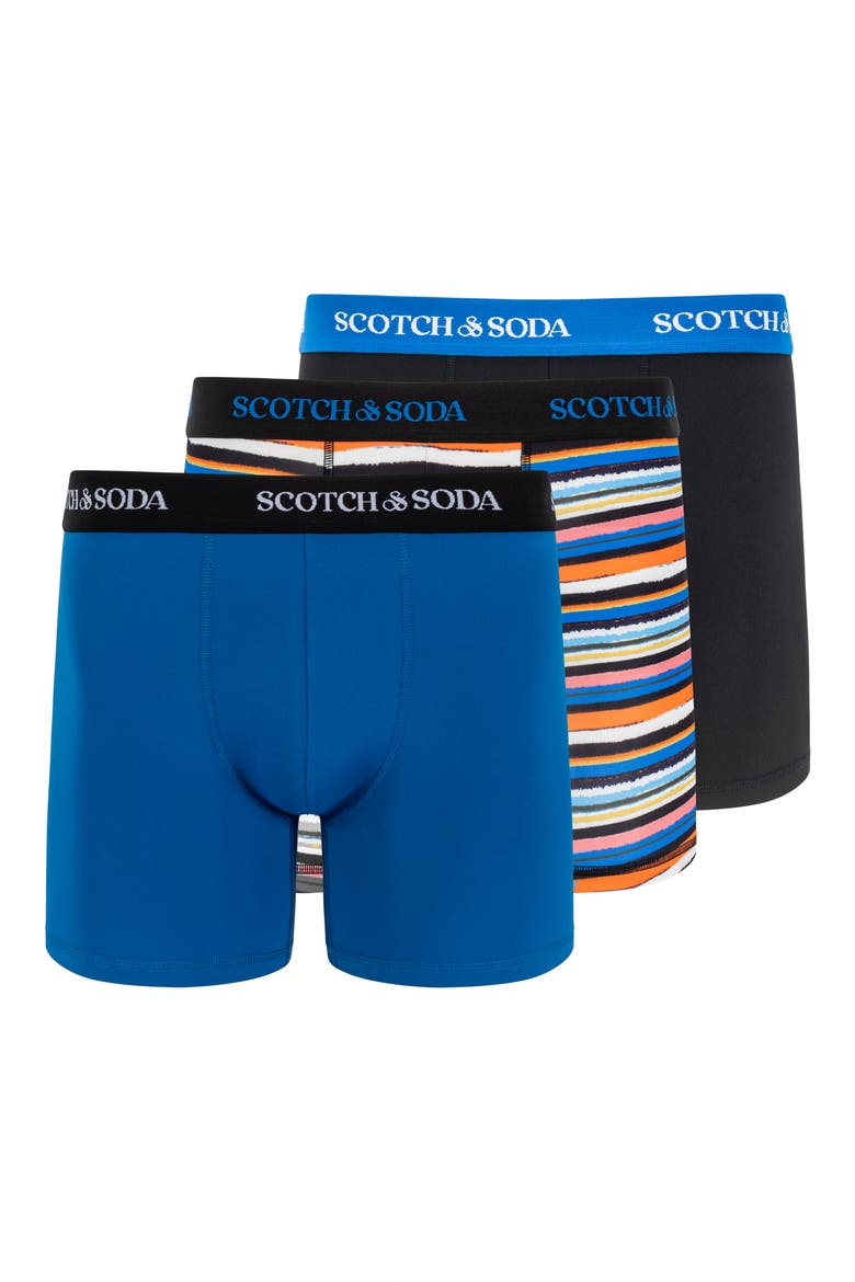 Assorted 3-Pack Stretch Boxer Briefs, Main, color, BLACK/ BLUE