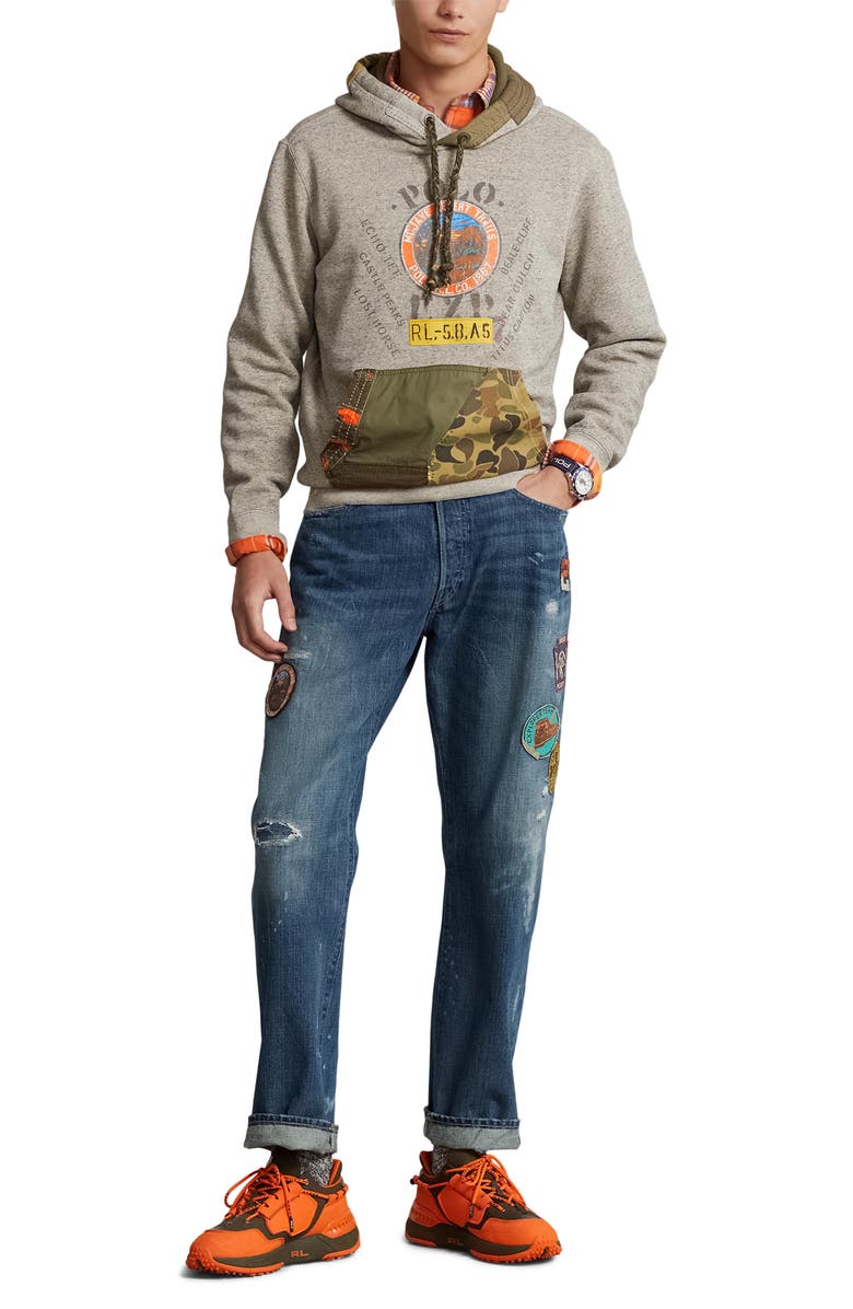 Polo Ralph Lauren Vintage Distressed Patchwork Straight Leg Jeans, Alternate, color, Inniswood