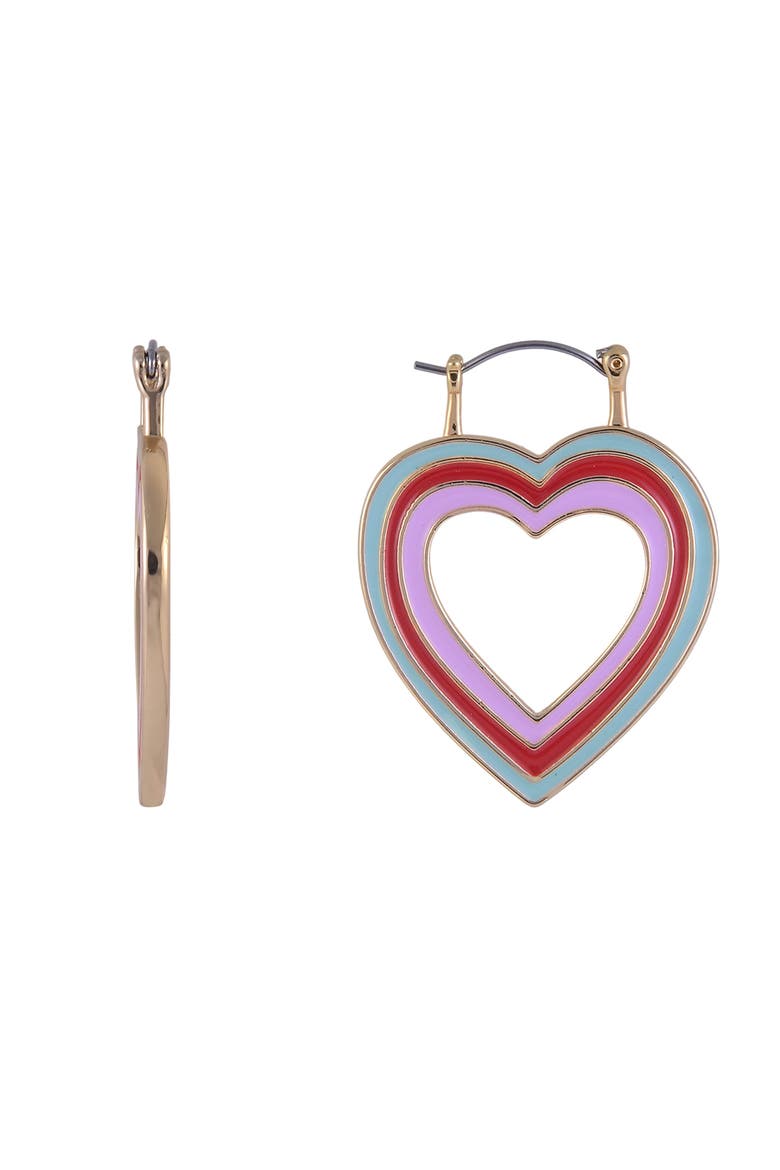 Enamel Heart Hoop Earrings, Alternate, color, Red