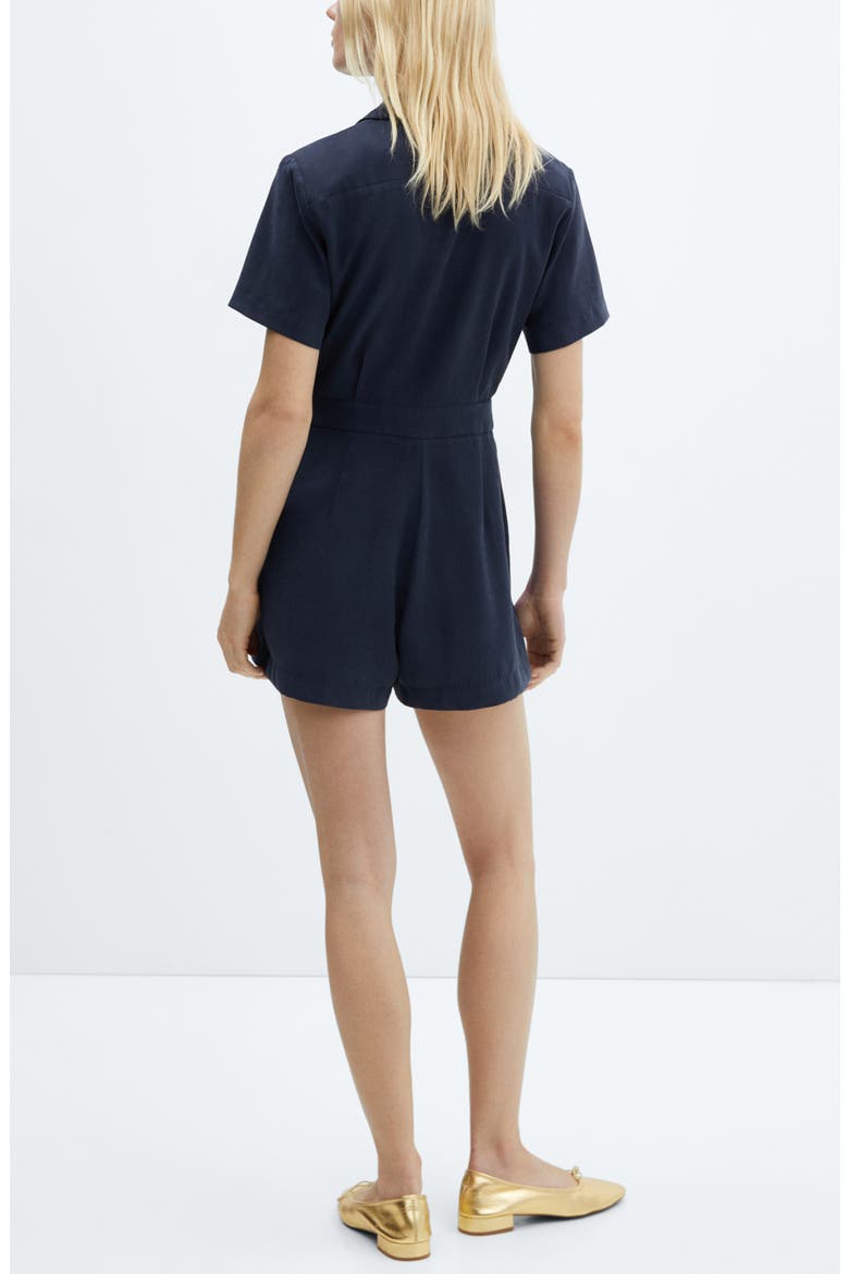 Notched Collar Romper, Alternate, color, NAVY