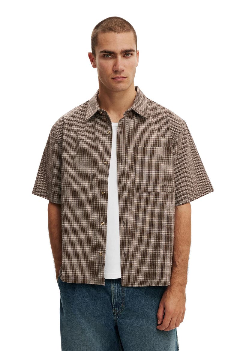 Men's Darcy Short Sleeve Shirt, Alternate, color, Choc Mini Check