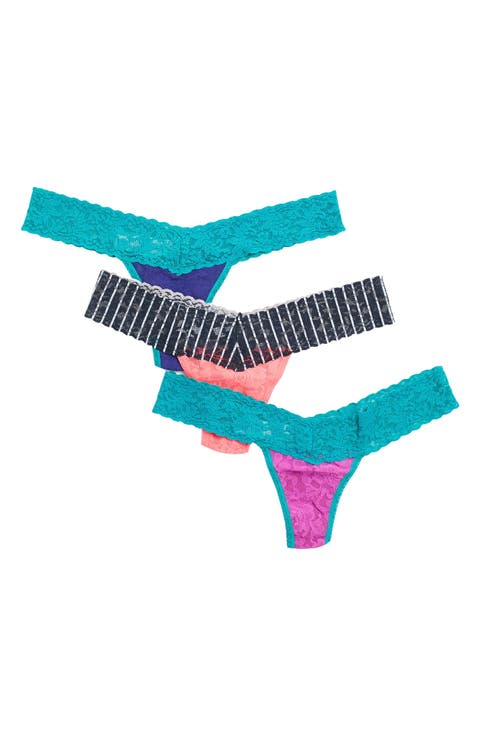 Low Rise Lace Thongs - Pack of 3