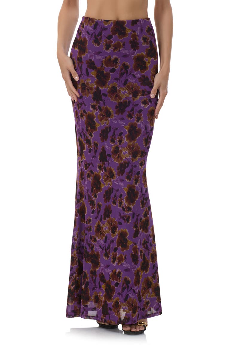 Tegan Floral Bias Cut Skirt, Main, color, VIOLET HAZE FLORAL