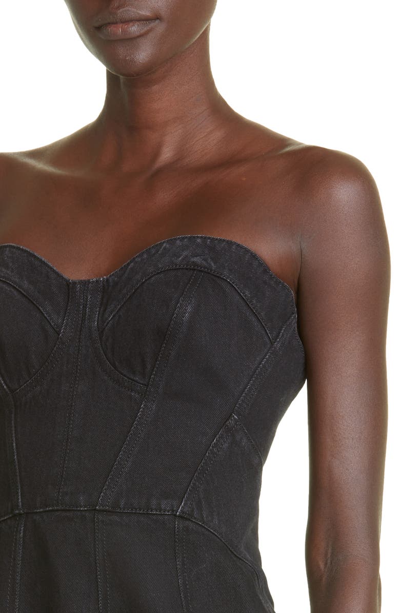 McQueen Sleeveless Denim Minidress, Alternate, color,