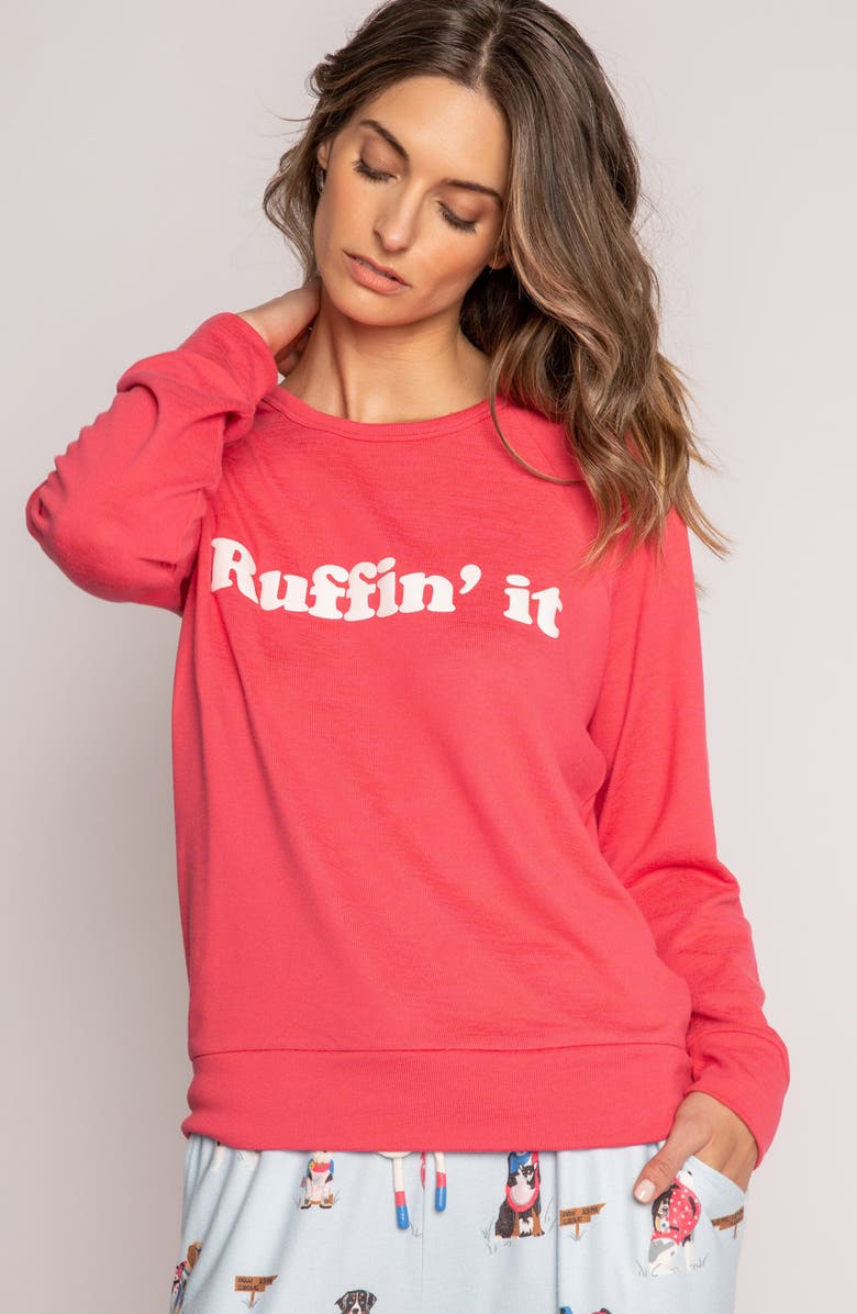 PJ Salvage Ruffin' It Jersey Pajama Sweatshirt, Alternate, color,
