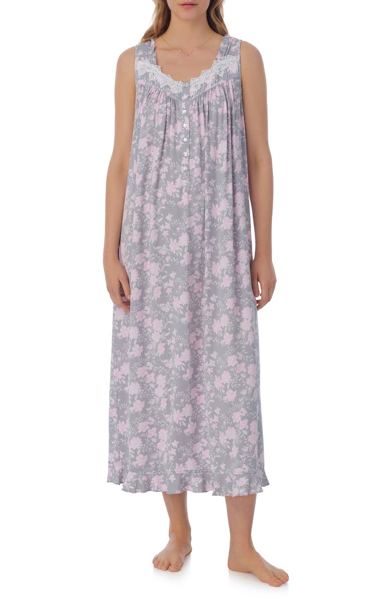 Eileen West Floral Sleeveless Ballet Nightgown, Main, color, 