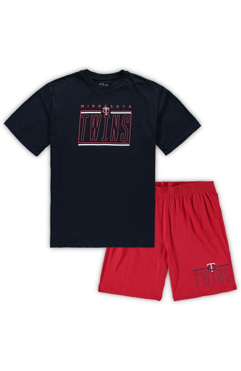 CONCEPTS SPORT Men's Concepts Sport Navy/Red Minnesota Twins Big & Tall T-Shirt & Shorts Sleep Set, Alternate, color, Navy