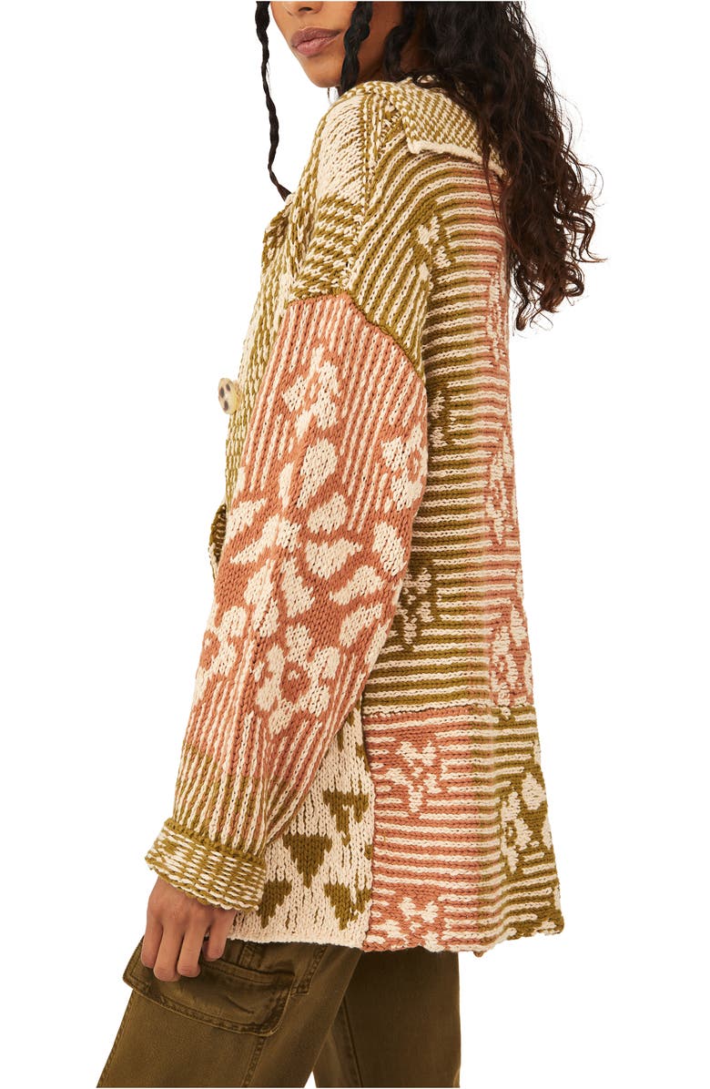 Free People Tate Mix Print Cotton Blend Cardigan, Alternate, color,