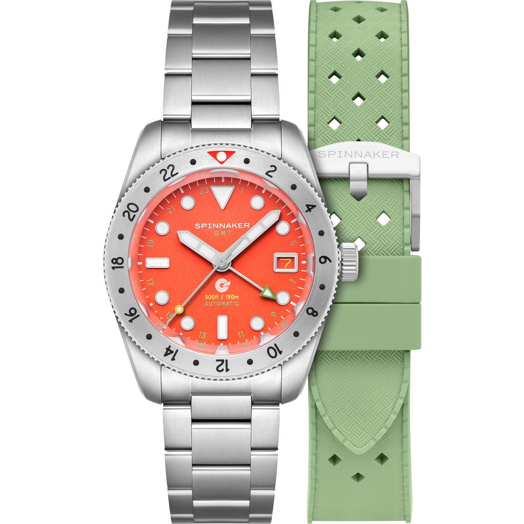 Spinnaker Croft Gmt Automatic Bracelet & Rubber Strap Watch, 39mm In Red