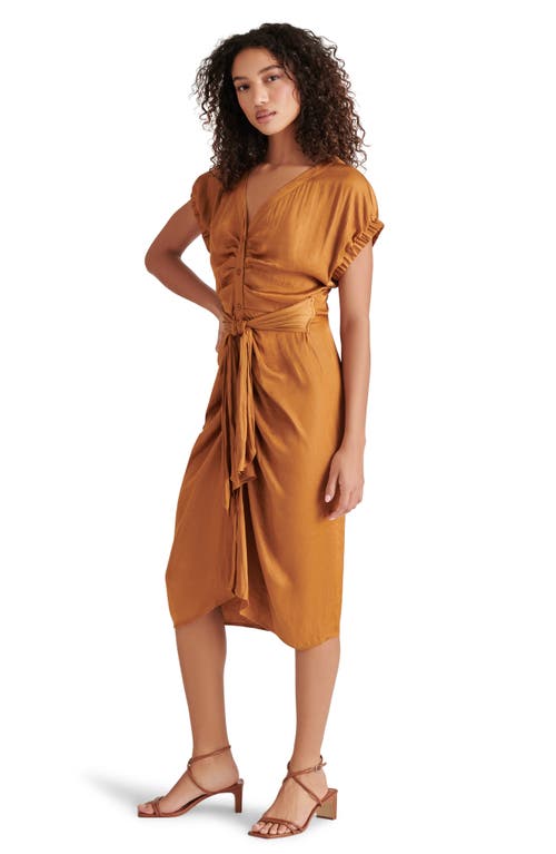 Steve Madden Bruno Tie Waist Midi Dress In Chipmunk