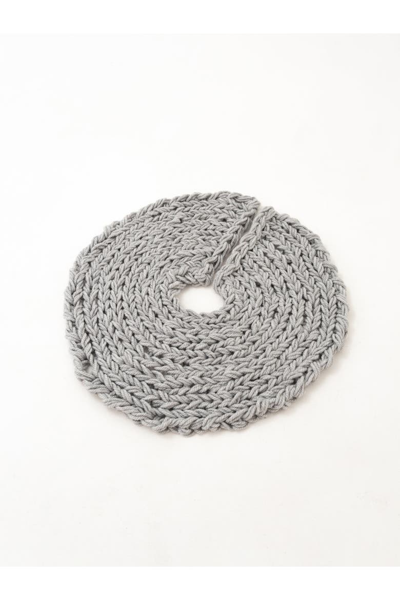 Chunky-Knitted Christmas Tree Skirt, Main, color, Gray