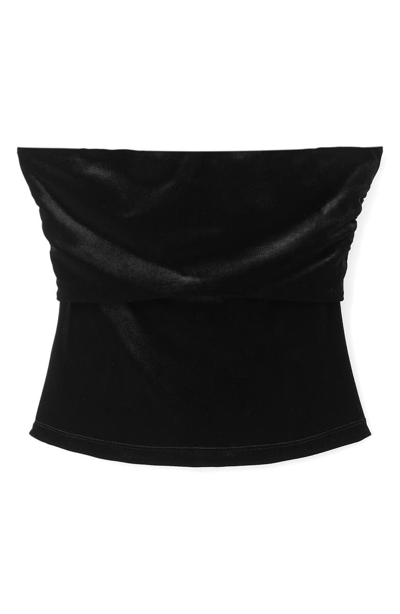MANGO TEEN Velvet Tube Top, Alternate, color, Black