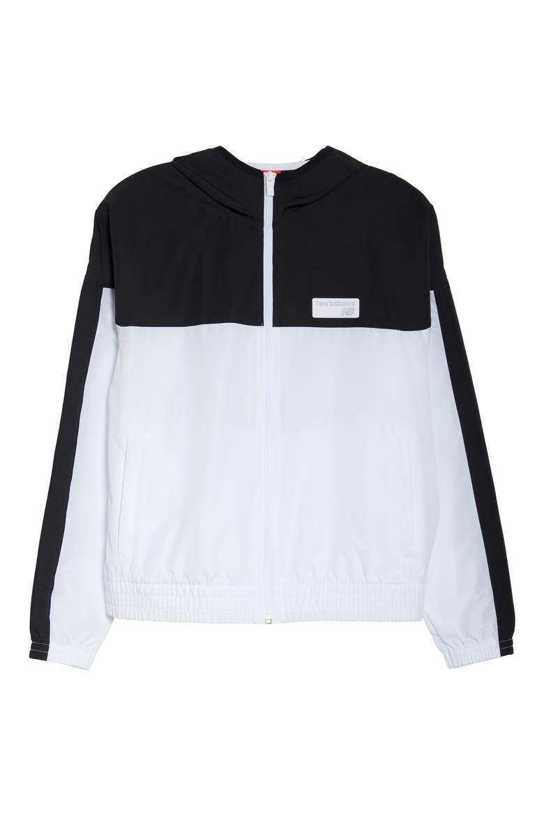 Athletics Colorblock Water Resistant Windbreaker, Alternate, color, BLACK/ WHITE