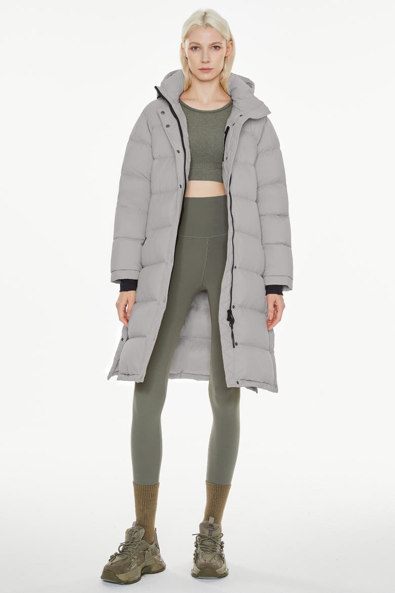 Puff-O® Mid-Length Down Puffer Jacket, Main, color, Gray
