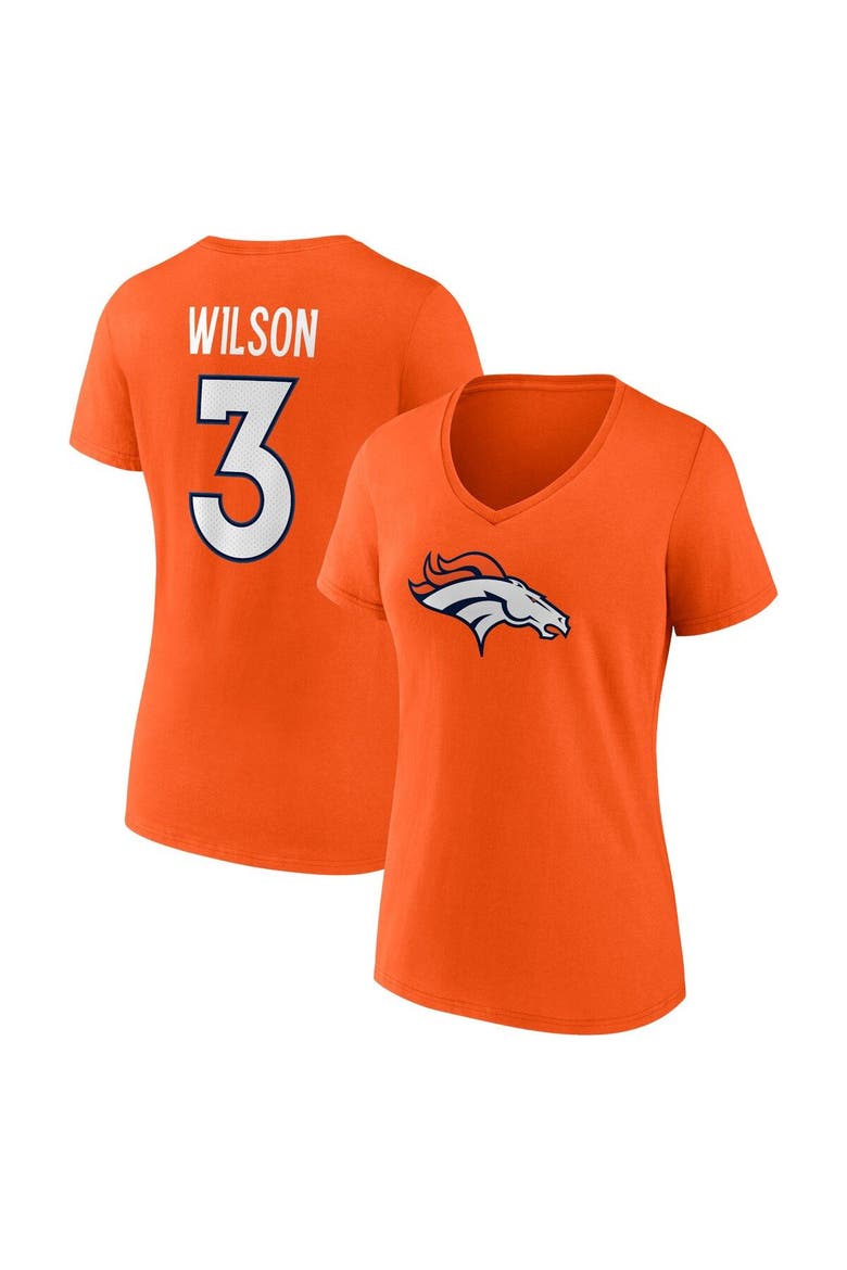 Women's Fanatics Branded Russell Wilson Orange Denver Broncos Player Icon Name & Number V-Neck T-Shirt, Main, color, Orange