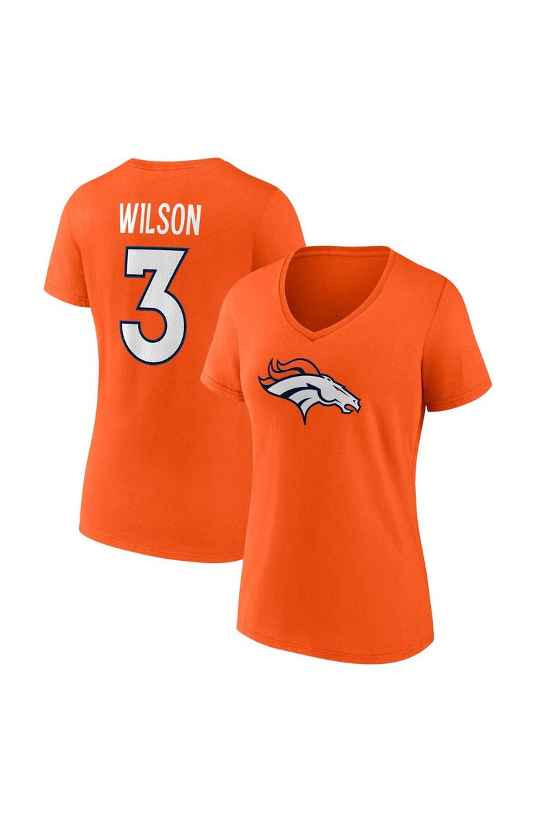 FANATICS Women's Fanatics Branded Russell Wilson Orange Denver Broncos Player Icon Name & Number V-Neck T-Shirt, Main, color,