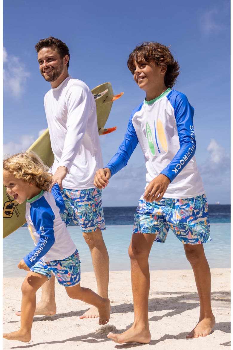 Kids' Breakwater Beach UPF 50+ Swim Trunks, Alternate, color, BLUE MULTI