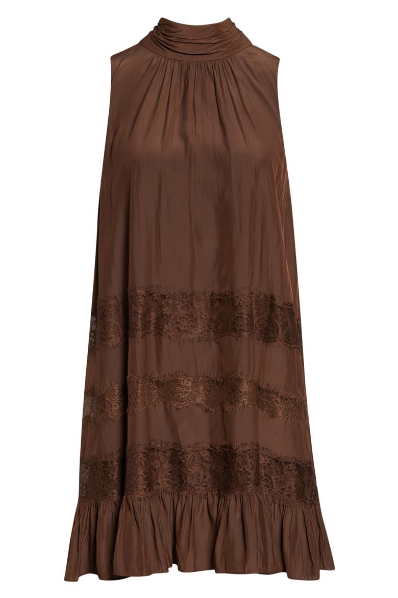 Samantha Lace Inset Minidress, Alternate, color, SEPIA