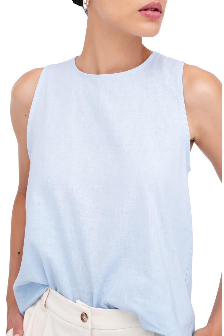 Mckinley Sleeveless Linen & Cotton Top, Alternate, color, LIGHT BLUE