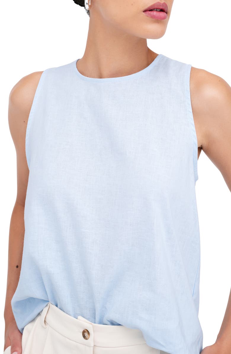 Marcella Mckinley Sleeveless Linen & Cotton Top, Alternate, color, Light Blue