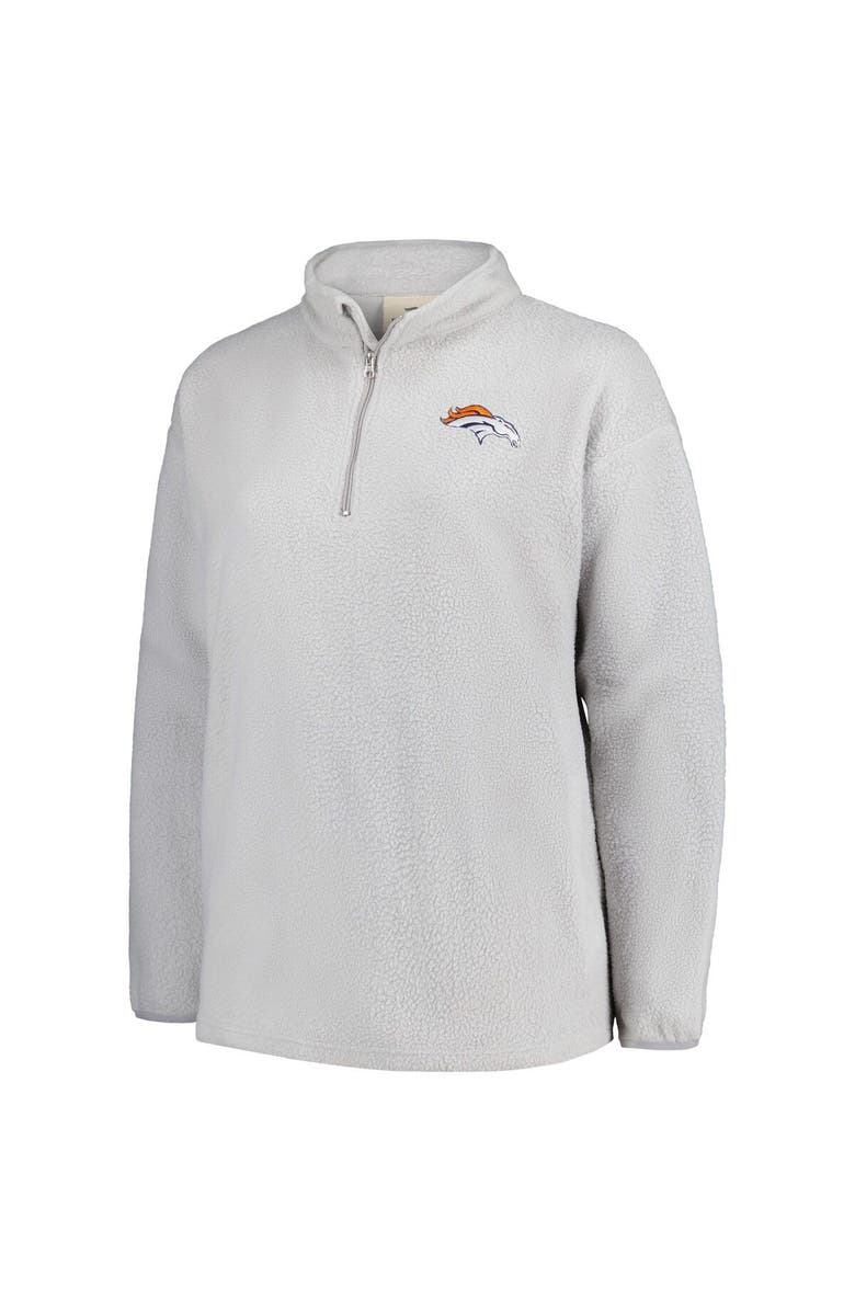 PROFILE Women's Profile Gray Denver Broncos Plus Size Sherpa Quarter-Zip Jacket, Alternate, color, 