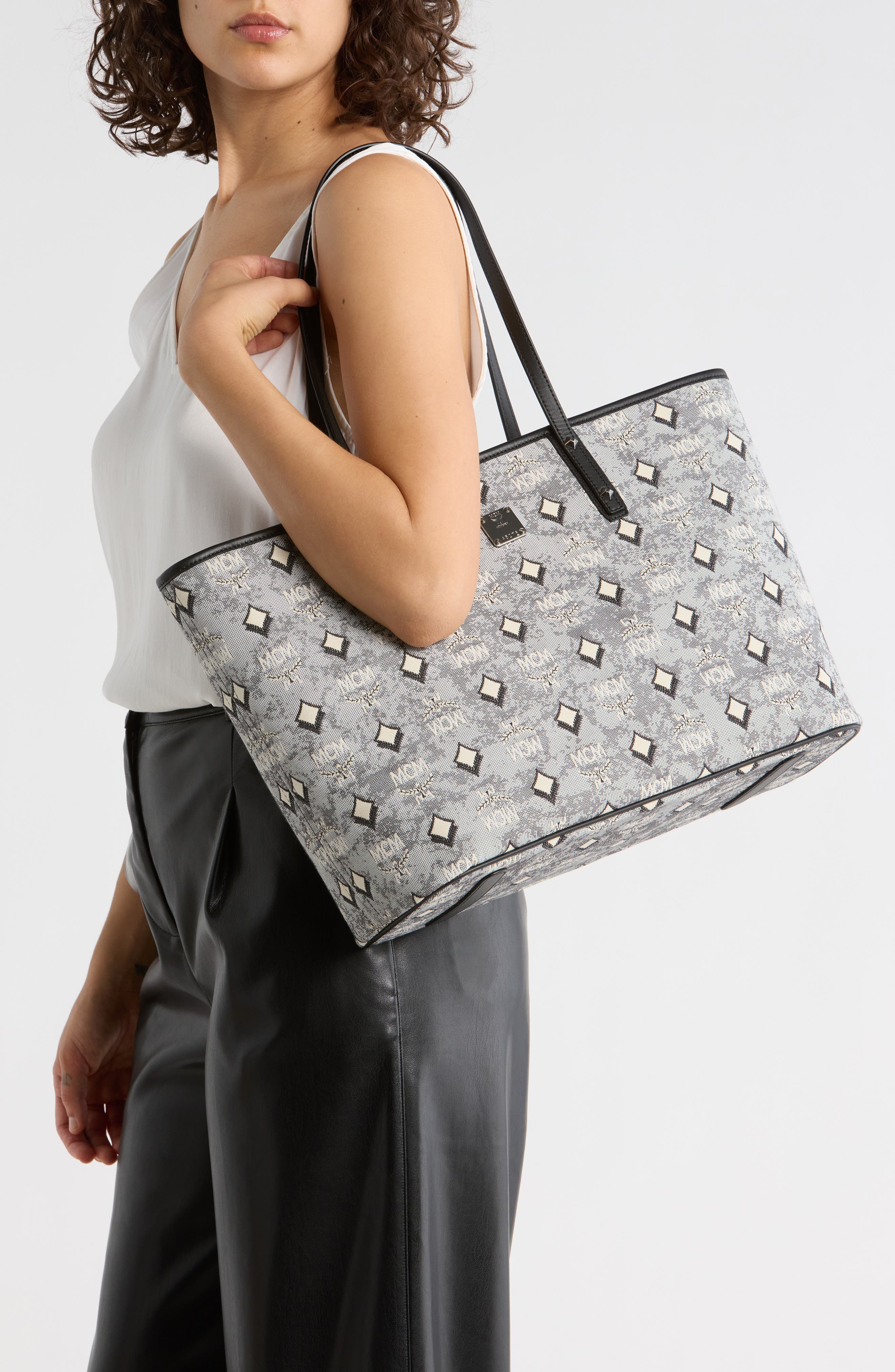 MCM Aren Tote, Alternate, color, Grey