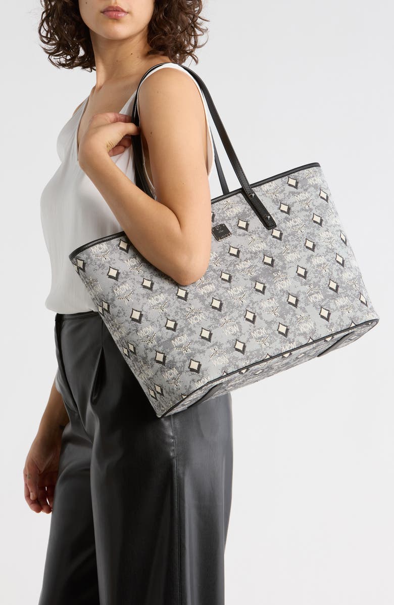 MCM Aren Tote, Alternate, color, Grey