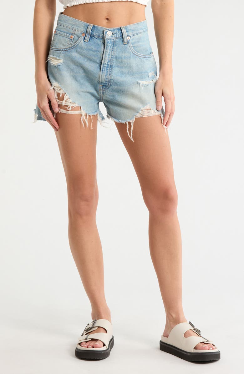 DENIMIST Nic High Waist Cutoff Denim Shorts, Main, color, Jinx Blue